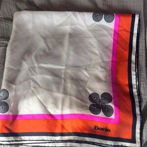 White and Orange Silk Scarf